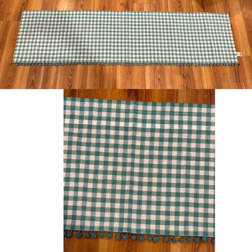 1- Tassel Fringed Valance Curtain  Gingham Pioneer Woman Cottage Core Farm 60”